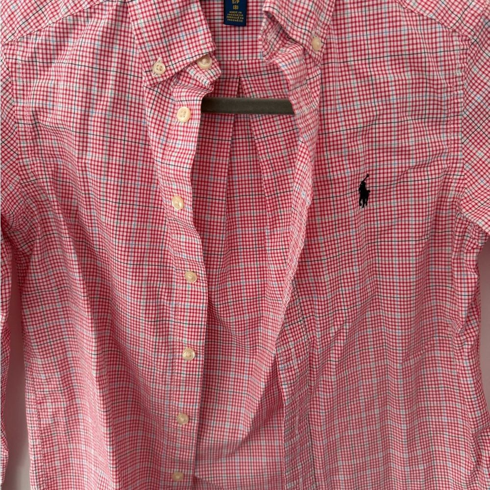 Ralph Lauren kids Red Plaid Button Down Shirt size small - Picture 2 of 6